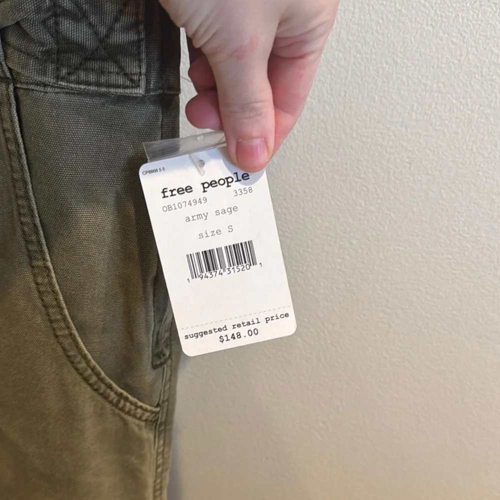 NWT Free People - Go West Utility Jumpsuit Belted Open Back Small‎